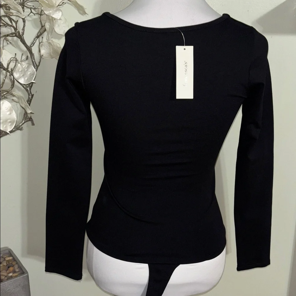 Francesca's Collections Black Bodysuit Fitted Body Shaped